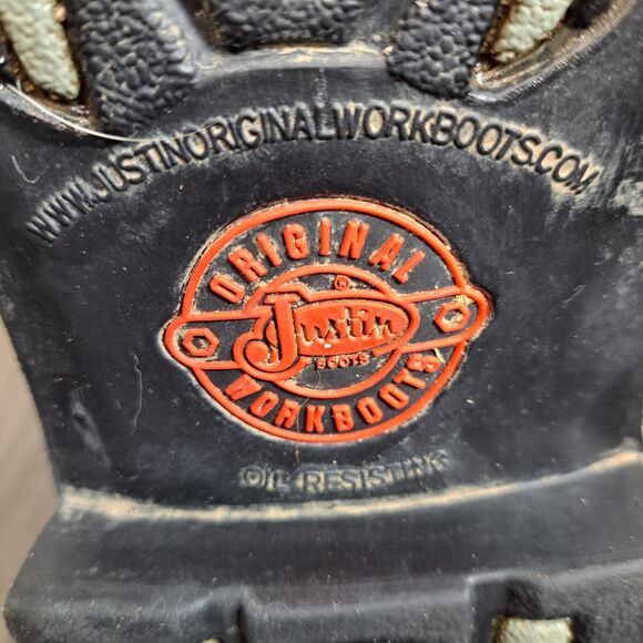 Justin Stampede Men's Western Work Boots Size 8.5D Brown And Tan Leather Cowboy - Picture 8 of 10